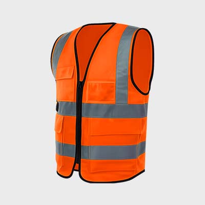 Safety Vest With Zip 4Pocket Orange